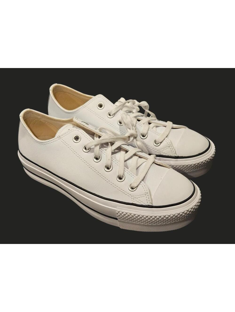 Converse Womens Chuck Taylor All Star Lift OX White Leather Shoe Size 9
